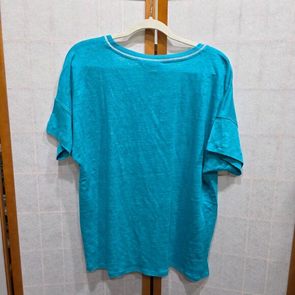 New With Tags Chico's Seaspray Linen Tee size 3 - Picture 4 of 4
